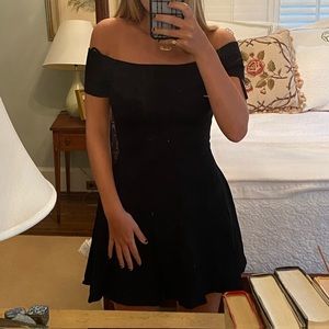 Alice and Olivia Off the Shoulder Black Dress
